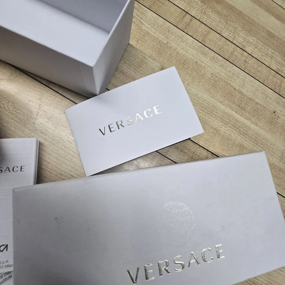 Versace Italy White Sunglass Eyeglass Hard Shell Case, Box & Cards ONLY Designer